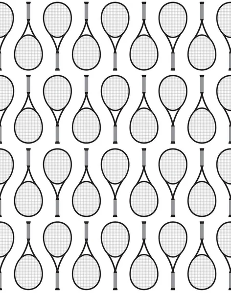 白い背景に隔離されたフラット漫画テニスラケットのベクトルシームレスパターン — ストックベクタ