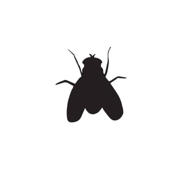 Vektör siyah çizim sinek sineği silueti beyaz arkaplanda izole edildi