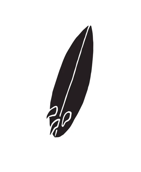 Vector Schwarzes Handgezeichnetes Doodle Skizze Surfbrett Isoliert Auf Weißem Hintergrund — Stockvektor