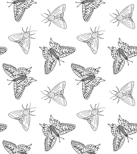 Sömlöst Mönster Med Fjärilar Vektorillustration — Stock vektor
