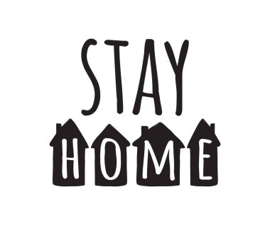 Evde kalma ifadesinin vektör illüstrasyonu 