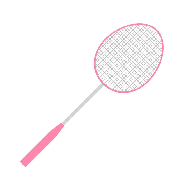 Raquete Badminton Rosa Desenho Animado Plano Vetorial Isolado Fundo Branco — Vetor de Stock