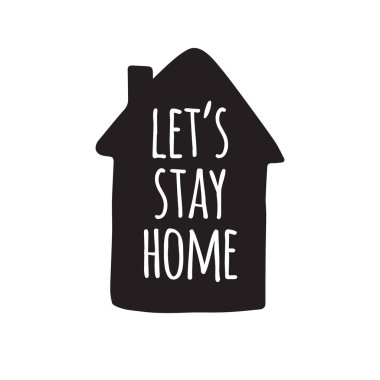 Evde kalma ifadesinin vektör illüstrasyonu 