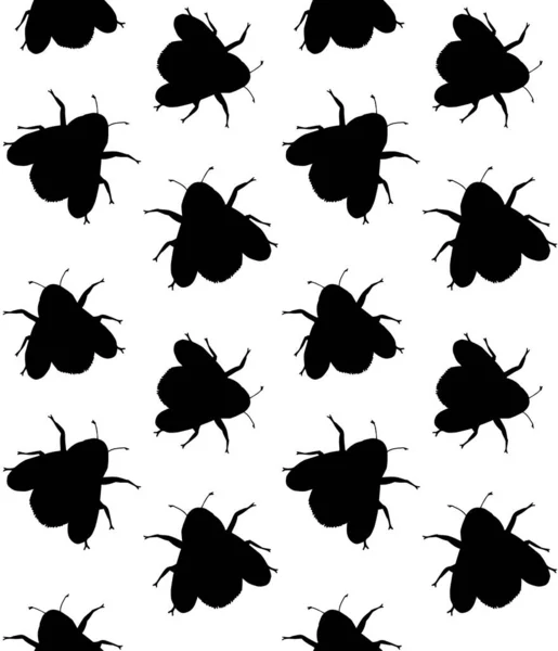 Silhouettes Noires Insectes Motif Sans Couture — Image vectorielle