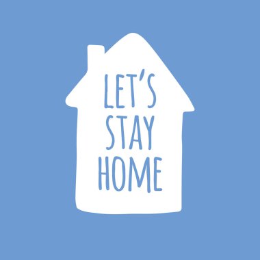 Evde kalma ifadesinin vektör illüstrasyonu 