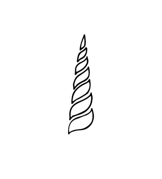 Vector Handgezeichnetes Doodle Skizze Einhorn Horn Isoliert Auf Weißem Hintergrund — Stockvektor