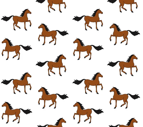 Patrón sin costura vectorial de caballo marrón laurel — Archivo Imágenes Vectoriales