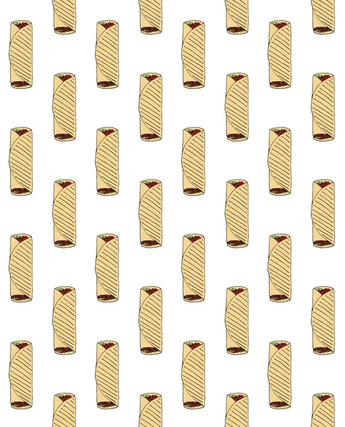 Vektor nahtloses Muster der handgezeichneten Shawarma — Stockvektor
