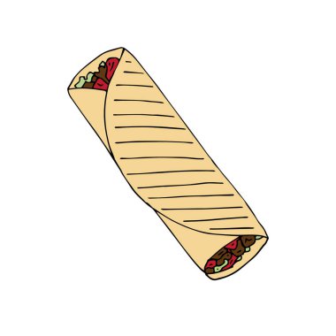 Vektör eli çizilmiş karalama çizimi shawarma