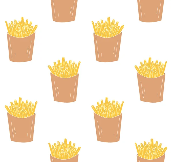 Patrón sin costura vectorial de papas fritas de color — Vector de stock