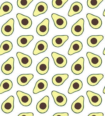 El çiziminin vektörsüz deseni beyaz arkaplanda izole edilmiş renkli avokado çizimi