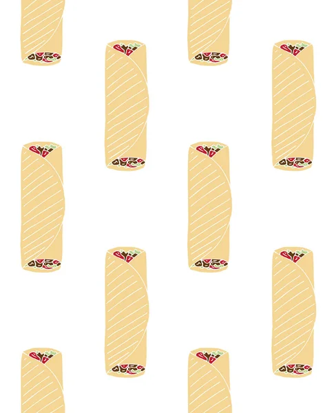 Patrón Sin Costura Vectorial Esbozo Garabato Dibujado Mano Shawarma Color — Vector de stock