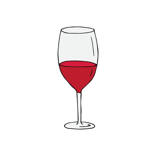 Vector Mão Desenhado Doodle Esboço Copo Vinho Tinto Isolado Fundo — Vetor de Stock