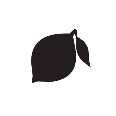 Beyaz arkaplanda izole edilmiş limon silueti vektör siyah çizimi