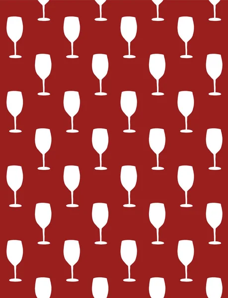 Patrón Cristal Vino Sin Costura Color Rojo — Vector de stock