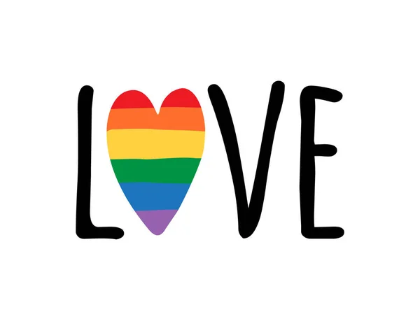 Vector Mão Desenhada Rabiscar Esboço Amor Lgbt Orgulho Lettering Citação —  Vetores de Stock