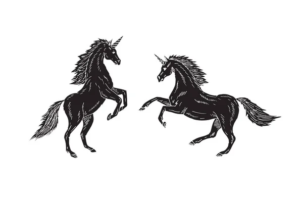 Ilustración Vectorial Dos Unicornios — Archivo Imágenes Vectoriales