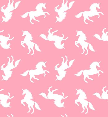 Tek boynuzlu atların kusursuz deseni.  