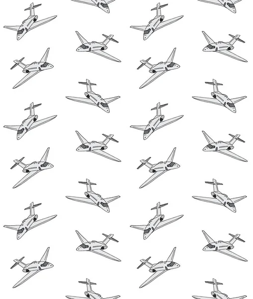 Patrón Sin Costura Con Ilustración Vectores Aviones — Archivo Imágenes Vectoriales