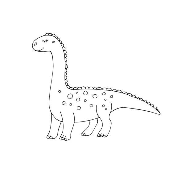 Ikon Vektor Dinosaurus Gambar Kartun Lucu Terisolasi Latar Belakang Putih - Stok Vektor