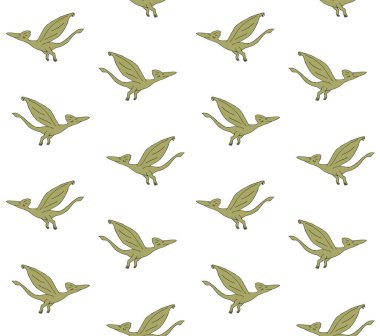 Şirin dinozor vektör illüstrasyonlu kusursuz desen