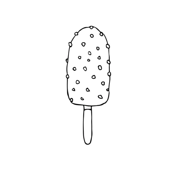 Icono Helado Estilo Negro Aislado Sobre Fondo Blanco Verano Símbolo — Archivo Imágenes Vectoriales