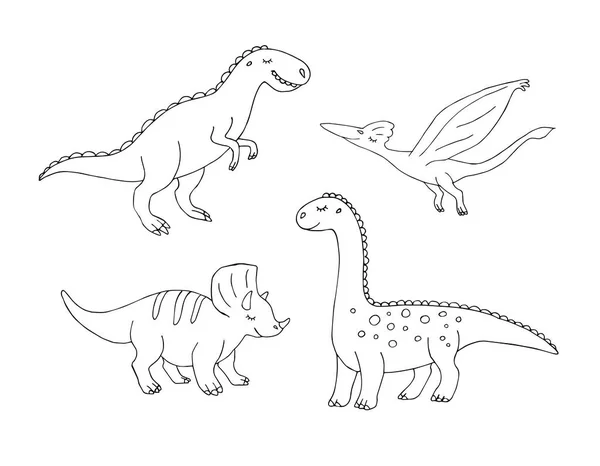 Padrão Sem Costura Com Dinossauros Bonitos Ilustração Vetorial —  Vetores de Stock