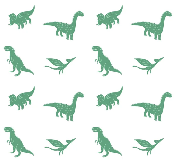 Seamless Pattern Cute Dinosaurs Vector Illustration — Stock Vector