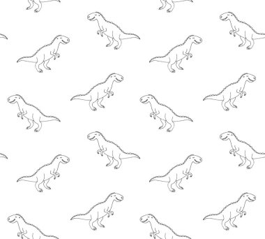 Şirin dinozor vektör illüstrasyonlu kusursuz desen