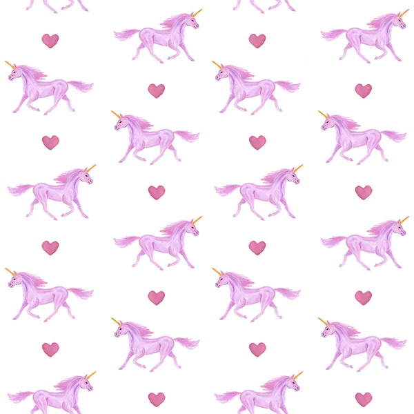 Seamless Pattern Hand Drawn Unicorns — Stock Photo, Image