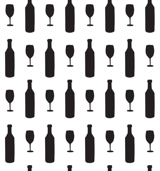 Beyaz Arka Planda Izole Edilmiş Şarap Şişesi Cam Silueti — Stok Vektör