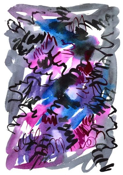 Watercolor hand drawn background in violet and black colors. Watercolor texture — Stockfoto
