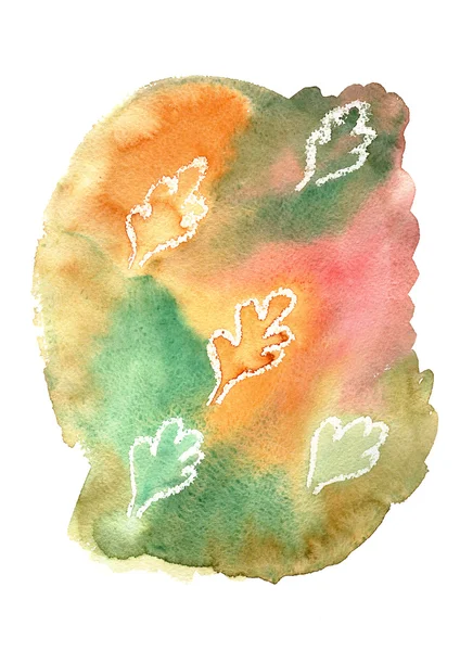 Watercolor hand painted background with leaves — Stock fotografie