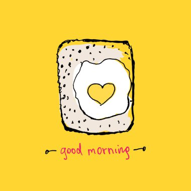 El kızarmış yumurta ve tost çekilmiş. Vektör çizim