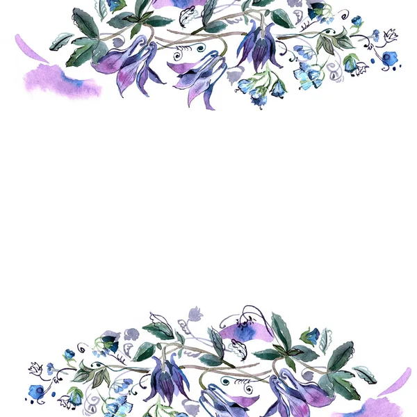 Mignon cadre de fleur aquarelle. Arrière-plan avec cloches aquarelle . — Photo