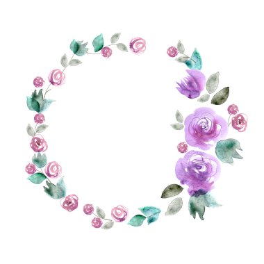 Şirin suluboya el çiçek çerçeve boyalı. 