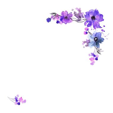 Şirin suluboya el çiçek çerçeve boyalı. 