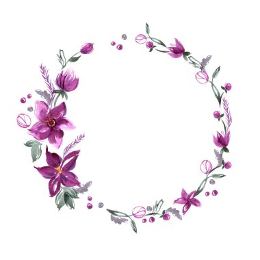 Şirin suluboya çiçek çerçeve.