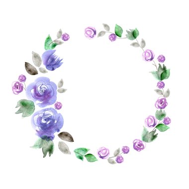 Şirin suluboya el çiçek çerçeve boyalı. 