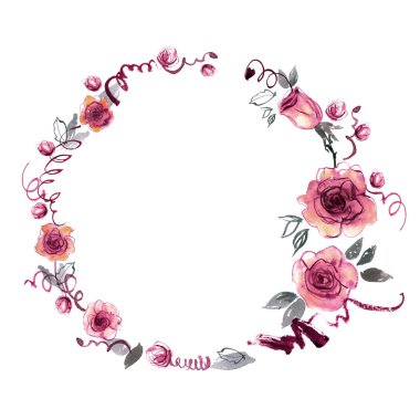 Şirin suluboya el çiçek çerçeve boyalı. 