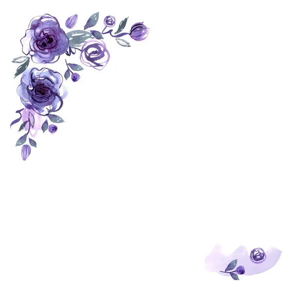 Söt akvarell handmålade blomma ram. — Stockfoto
