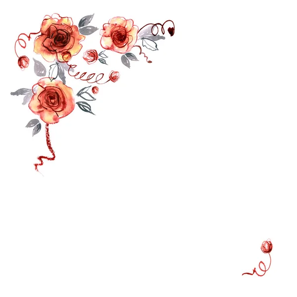 Söt akvarell handmålade blomma ram. — Stockfoto