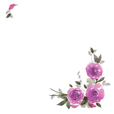 Şirin suluboya el çiçek çerçeve boyalı. 