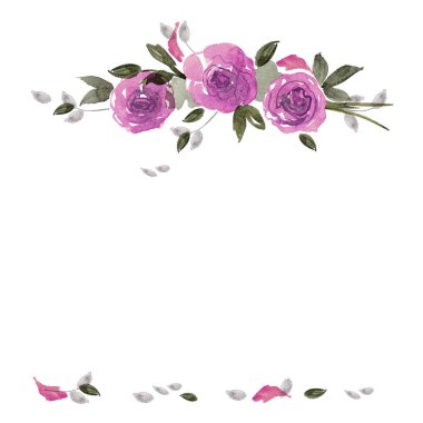 Şirin suluboya el çiçek çerçeve boyalı. 