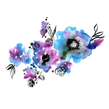 Şirin suluboya el çiçek boyalı.