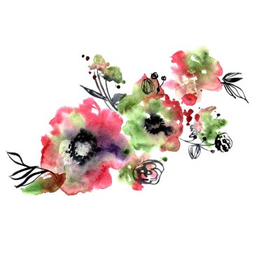 Şirin suluboya el çiçek boyalı.