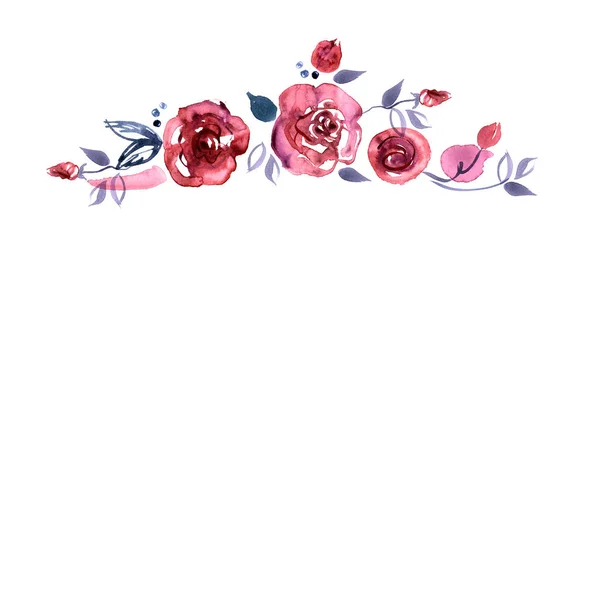 귀여운 수채화 손으로 그린된 꽃 — 스톡 사진