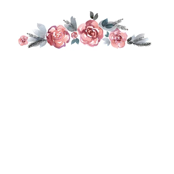 Niedlichen Aquarell handbemalten Blumenrahmen. — Stockfoto