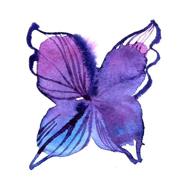 青い色の水彩画の蝶 — ストック写真