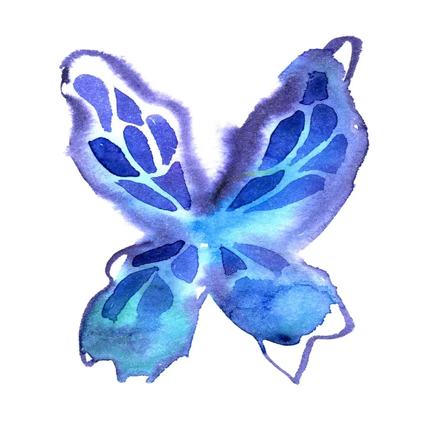 Papillon aquarelle en couleurs bleues — Photo